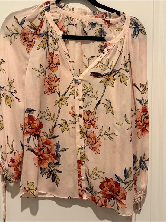 Joie Tops - Joie Peach-Pink Floral Button Front Blouse